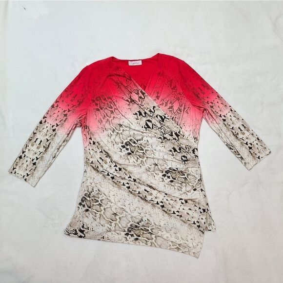 Calvin Klein Tops - Calvin Klein Red and Cream Blouse